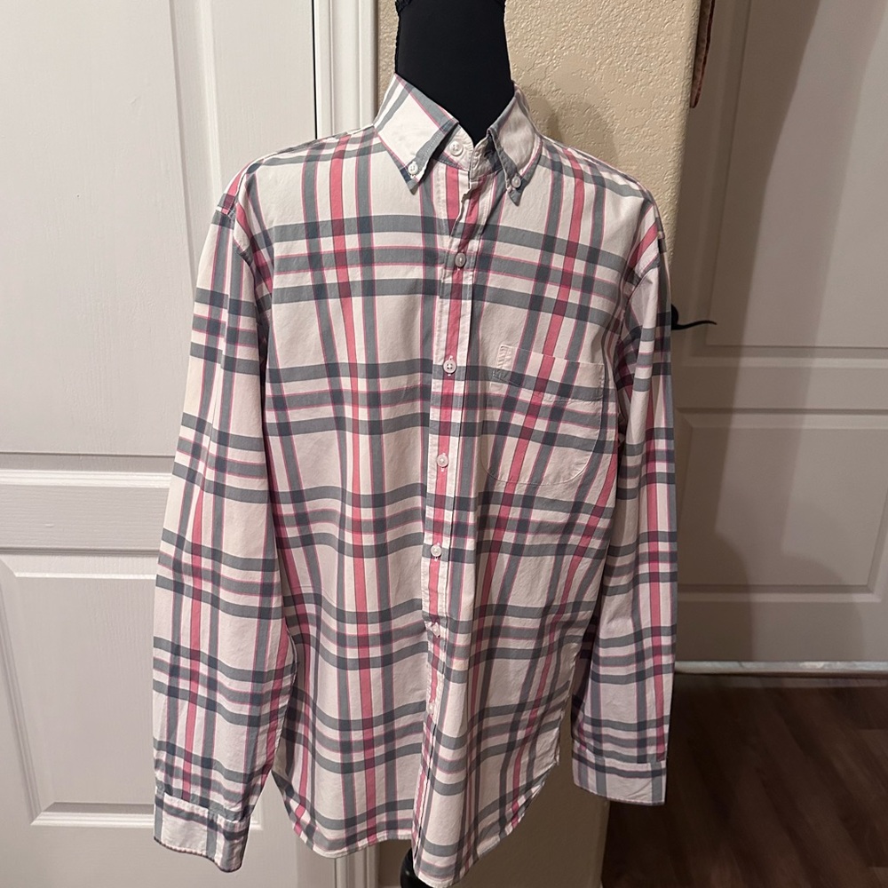 J Crew Men’s Oxford Cotton Long-Sleeve Butyon-Down Shirt, Slim Large, Plaid, EUC